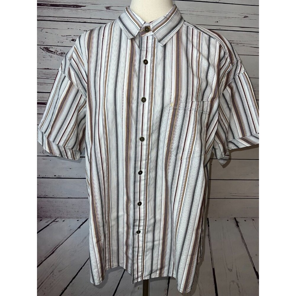 Kuhl Button Down Shirt XL Striped SunCel Tencel Short Sleeve Mens Extra Large